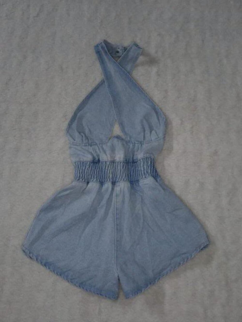NWT Halter Neck Denim Backless Jumpsuit Medium